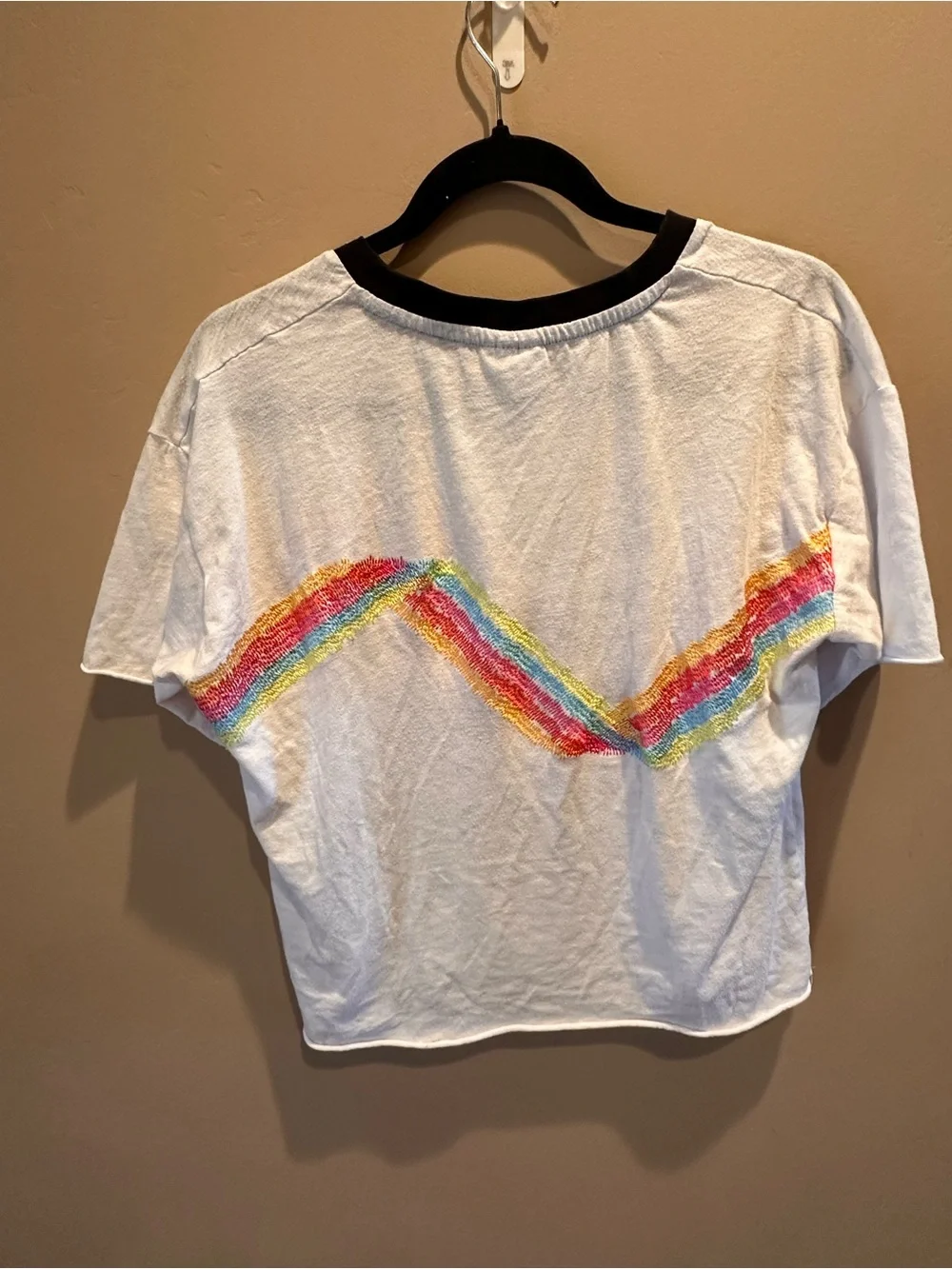 Disney Parks EPCOT Tomorrowland Retro Rainbow Crop Ringer Tee Top M